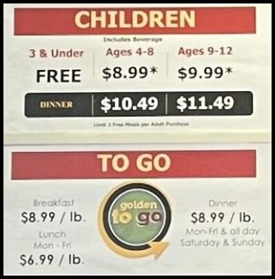 How much is Golden Corral for children?
